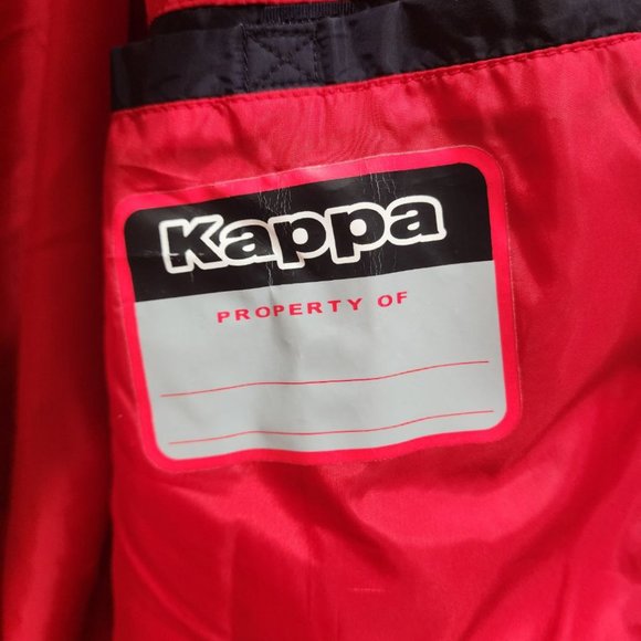Kappa Windbreaker Jacket Men's Sz L Black Red Hooded Lightweight Retro - Picture 12 of 15